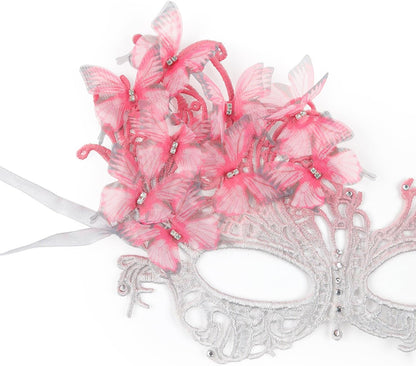 Comott pink halloween Masquerade mask for women and girls - Mardi Gras butterfly mask for halloween Costume parties