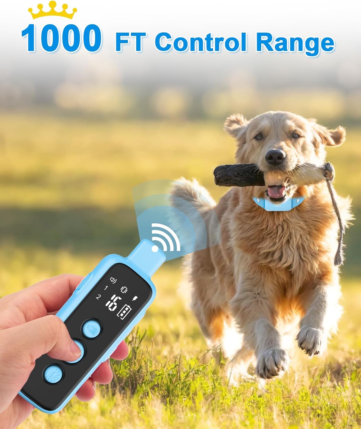 Bousnic Shock Collar for Dogs - Waterproof Rechargeable Dog Electric Training Collar with Remote for Small Medium Large Dogs with Beep, Vibration, Safe Shock Modes (8-120 Lbs) (Green)