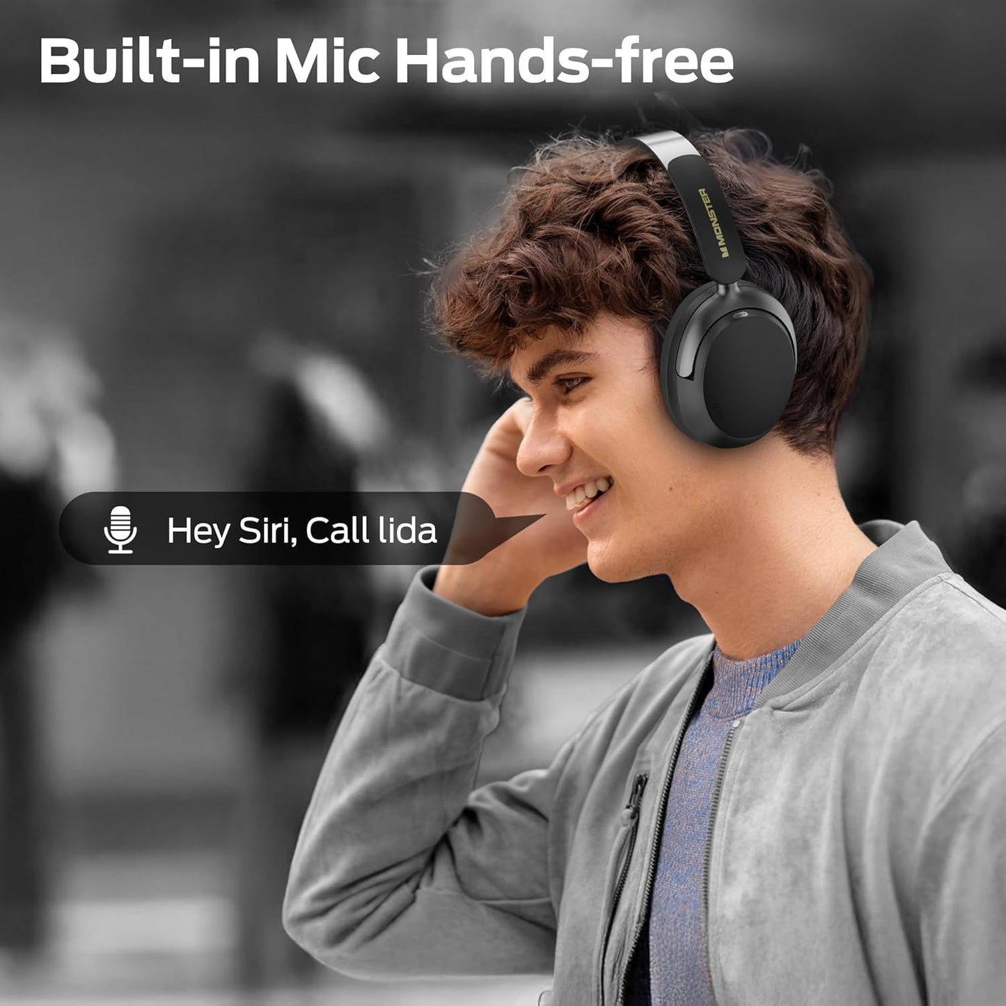 Monster Persona 3rd ANC Active Noise Canceling Headphones, Over Ear Bluetooth Headphones with Mic, 70 Hours Playtime and 3 EQ Modes, Foldable Comfort Lightweight Headphone for Travel, Black