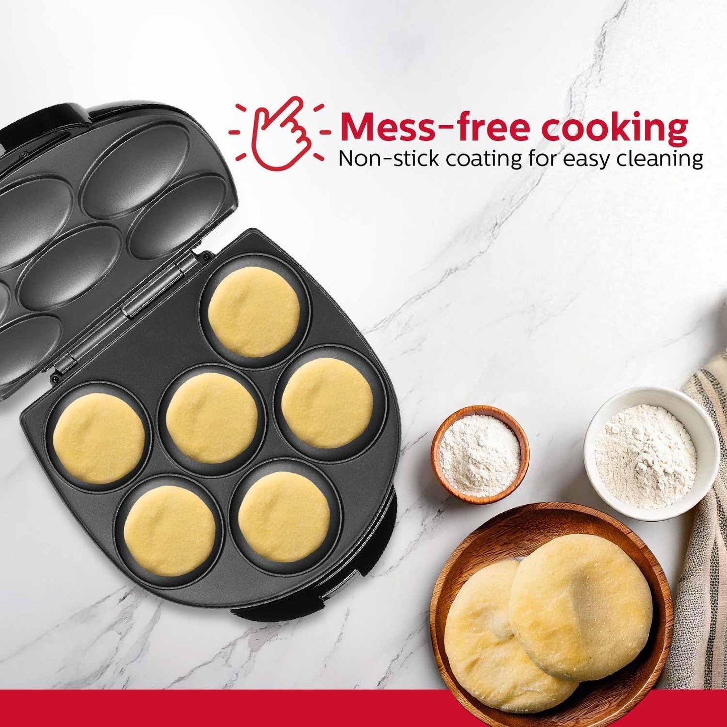 Holstein Housewares Arepa Maker - Non-Stick 6-Section Multi-Food Maker - Make Delicious Arepas, Pancakes, Corncakes, Tosti Arepa - Easy-to-Use - 6-PC - Black