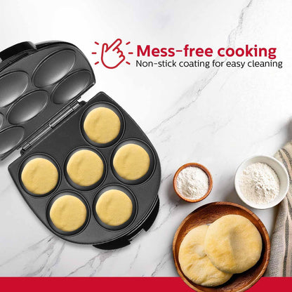Holstein Housewares Arepa Maker - Non-Stick 6-Section Multi-Food Maker - Make Delicious Arepas, Pancakes, Corncakes, Tosti Arepa - Easy-to-Use - 6-PC - Black