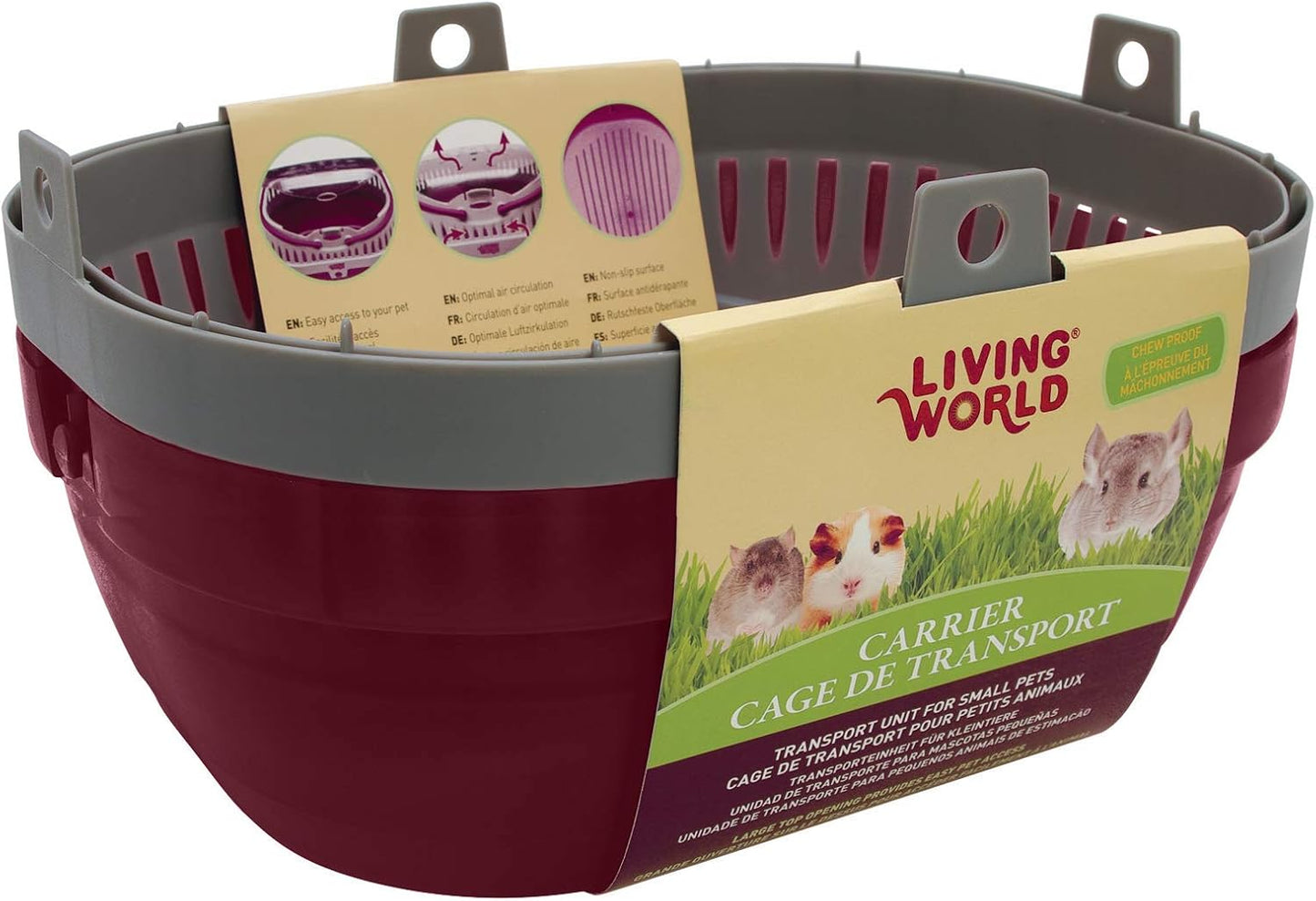 Living World 60888 Pet Carrier, Red/Grey, Large