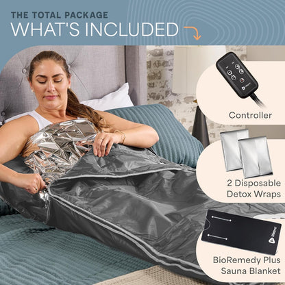 Lifepro BioRemedy Plus Infrared Sauna Blanket –Heated Blanket for Relaxation, Portable Sauna Suit Wrap – Spa-Like Experience at Home with Thermal Wraps –Adjustable Temp (86–158°F) & Time