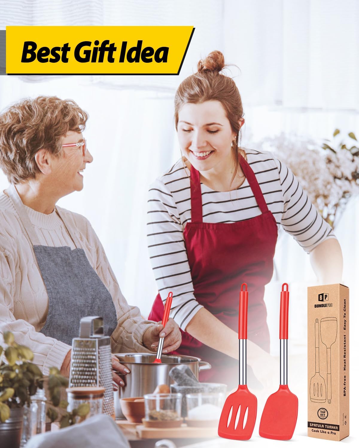 Pack of 2 Silicone Slotted Spatula,Non Stick Solid Kitchen Turner, High Heat Resistant BPA Free Cooking Utensils for Fish, Eggs, Pancakes（Black