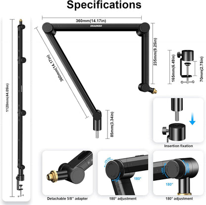 Microphone Arm,Aokeo AK-35 Microphone Desk Stand-Microphone Suspension Boom Scissor Arm Stand For Blue Yeti,Blue Snowball iCE,QuadCast,Elgato