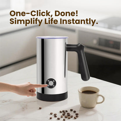 Stainless Steel 4-in-1 Electric Milk Frother, Milk Frother and Steamer, 10.6oz Large Capacity, Cold and Hot Foam Maker for Lattes, Cappuccinos, Non-Stick Coating Interior, Polished
