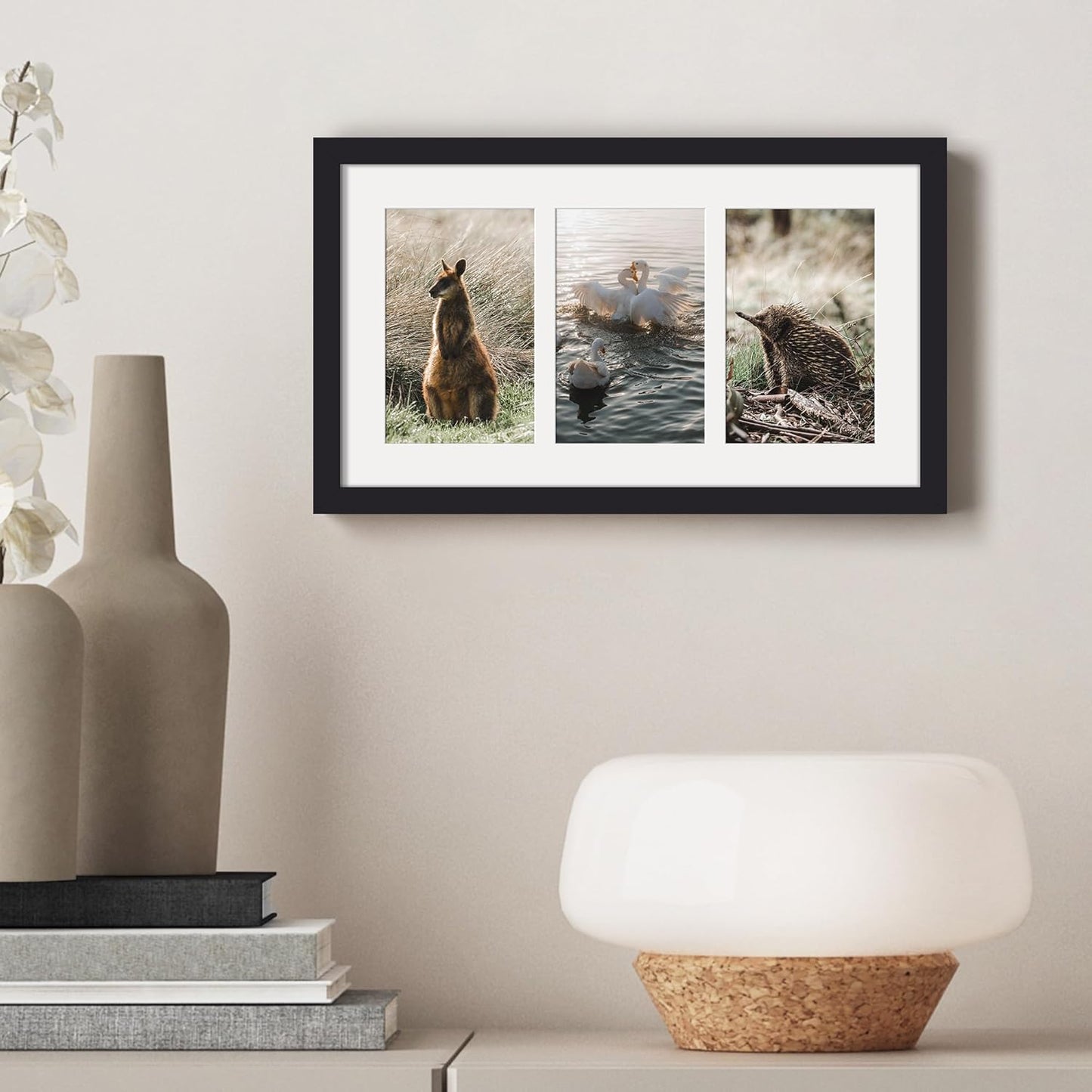 upsimples 11x14 Picture Frame, Display Pictures 8x10 with Mat or 11x14 Without Mat, Wall Hanging Photo Frames, Black