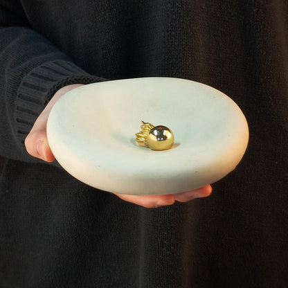 Handcrafted Concrete Cloud Bowl for Home Decor, Modern Decorative Key Tray and Jewelry Dish, Organic Asymmetrical Storage Bowl, Beige - PuriLite