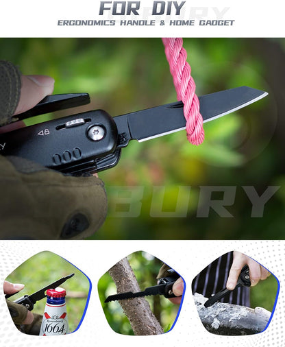 BIBURY 12-in-1 Hammer Multitool Survival Gear – Stainless Steel Camping & Outdoor Multi Tool with Safety Lock and Nylon Pouch - PuriLite