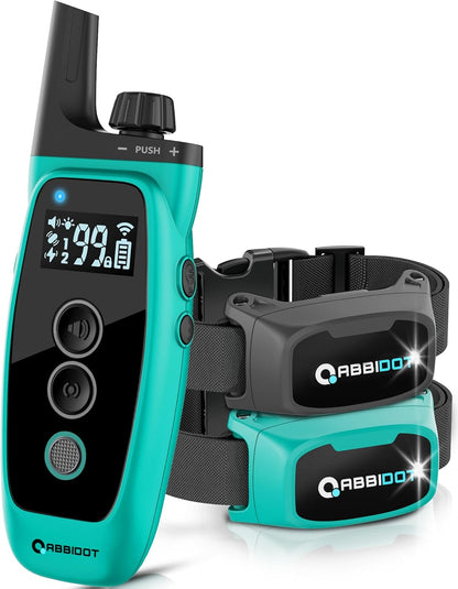 ABBIDOT Shock Collar 2 Dogs - 3300ft Dog Training Collar with Remote, 151 Levels Electric Collar, Safety Lock, Waterproof Rechargeable E Collar for Small Medium Large Dogs (Deep Black, 2 Collars)