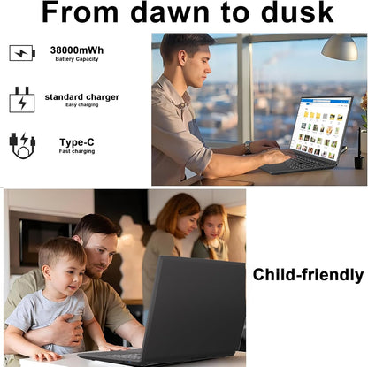 NOTODD Laptop 16" 12GB LPDDR4 512GB SSD Celeron N5095 Up to 2.9Ghz Quad-Core Win 11 PC 1920*1200 2K Screen Dual WIFI Support 2.5" HDD 1TB SSD Expand with Cooling Fan Numeric Keypad for Business-Blue