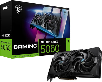MSI Gaming RTX 5060 8G Gaming OC Graphics Card (8GB GDDR7,TBA-bit, Extreme Performance: 2550 MHz, DisplayPort x3 2.1a, HDMI 2.1b, NVIDIA Blackwell Architecture)