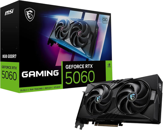MSI Gaming RTX 5060 8G Gaming OC Graphics Card (8GB GDDR7,TBA-bit, Extreme Performance: 2550 MHz, DisplayPort x3 2.1a, HDMI 2.1b, NVIDIA Blackwell Architecture)