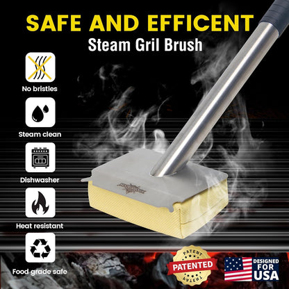 XUDAKAIXIN Grill Brush Bristle Free,BBQ Replaceable Scraper Cleaning Head,Safe Grill Accessories for Cast Iron Grates/Porcelain/Weber Gas/Charcoal Grill,Grill Brush for Outdoor Grill-Yellow