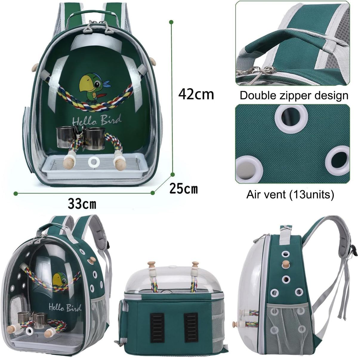 Bird Traval Carrier Cage Backpack for Carry Parakeet Cockatiel Parrot