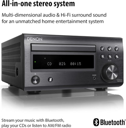 Denon System with Bluetooth FM/AM Tuner CD Player Black (DM41SBK)