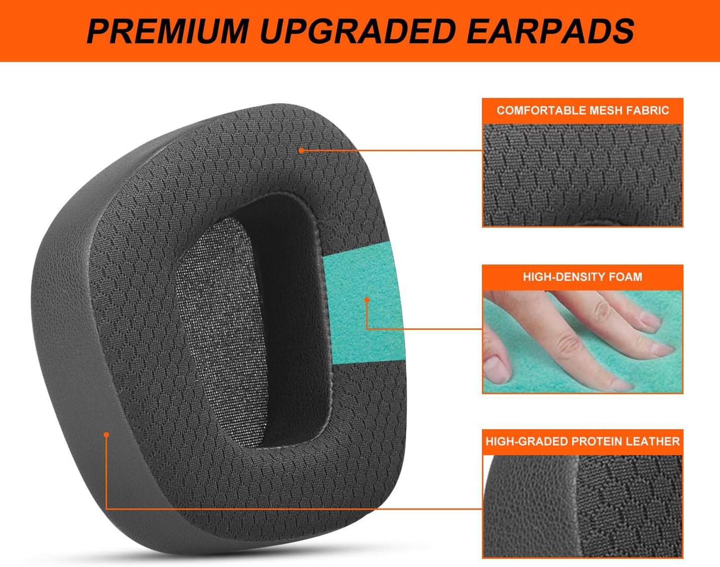 GVOEARS Replacement Ear Pads Cushions for Corsair Void/Void Pro/Void Pro RGB/Void Pro RGB SE/Void Pro Elite/RGB Wireless Earpads Gaming Headsets, Mesh Fabric with Soft Protein Leather(Black)