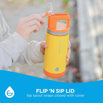GROSCHE Alpine Flip 'N Sip 16oz Insulated Water Bottle - Stainless Steel, Leakproof Flask with Straw - Perfect for Gym, Travel, Sports & Outdoor Use, Canadian Brand! - 16 fl. oz, Scuba Blue