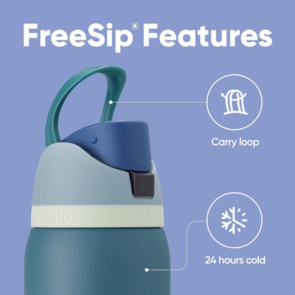 Owala Kids FreeSip Insulated Stainless Steel Water Bottle with Straw, BPA-Free Sports Water Bottle, Great for Travel, 16 oz, Celestial Sphere