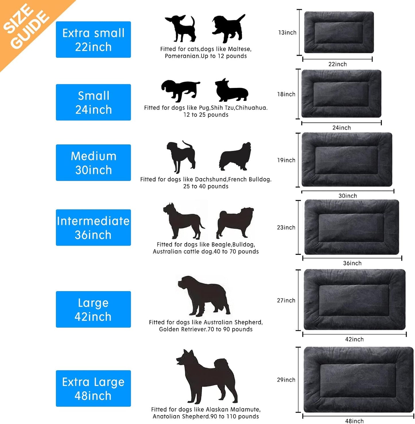 VERZEY Medium/Large Dog Bed Mat Crate Pad, 36" Metal Crates Fit, Ultra-Soft, Machine Washable & Anti-Slip Kennel Mat, Cozy Sleeping Mat for Medium/Large Dogs, Gray, 36L x 23W x 1H Inches
