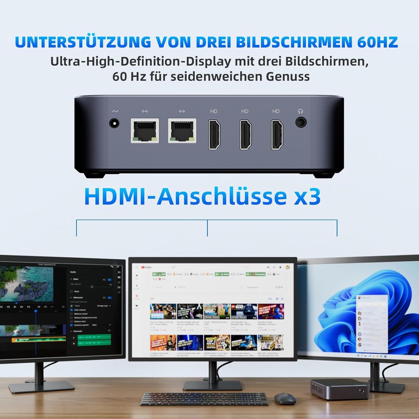 DreamQuest Mini PC Preinstalled Windows 11 Pro,Intel Alder Lake 2025 New N150 (up to 3.6GHz) 16GB DDR4+1TB M.2 SSD,Mini Desktop Computer 4K HD HDMI/WiFi5/BT5.0/USB3.2/Gigabit Port for Home Office
