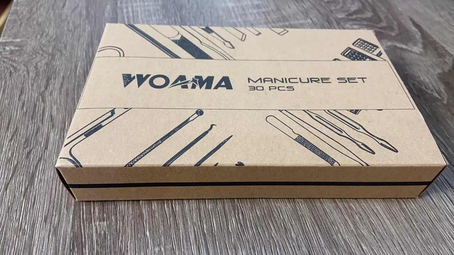 WOAMA Manicure Set 30 in 1 Nail Clipper Set Nail Kit for Women Men Stainless Steel Manicure Kit Professional with Travel Case