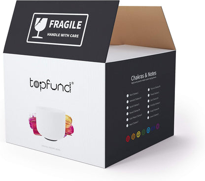 TOPFUND F Note Crystal Singing Bowl Heart Chakra 8 inch with Heavy Duty Carrying Case and Suede Striker