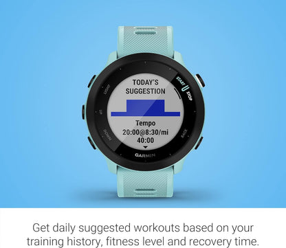 Garmin Forerunner 55, GPS Running Watch with Daily Suggested Workouts, Up to 2 Weeks of Battery Life, White
