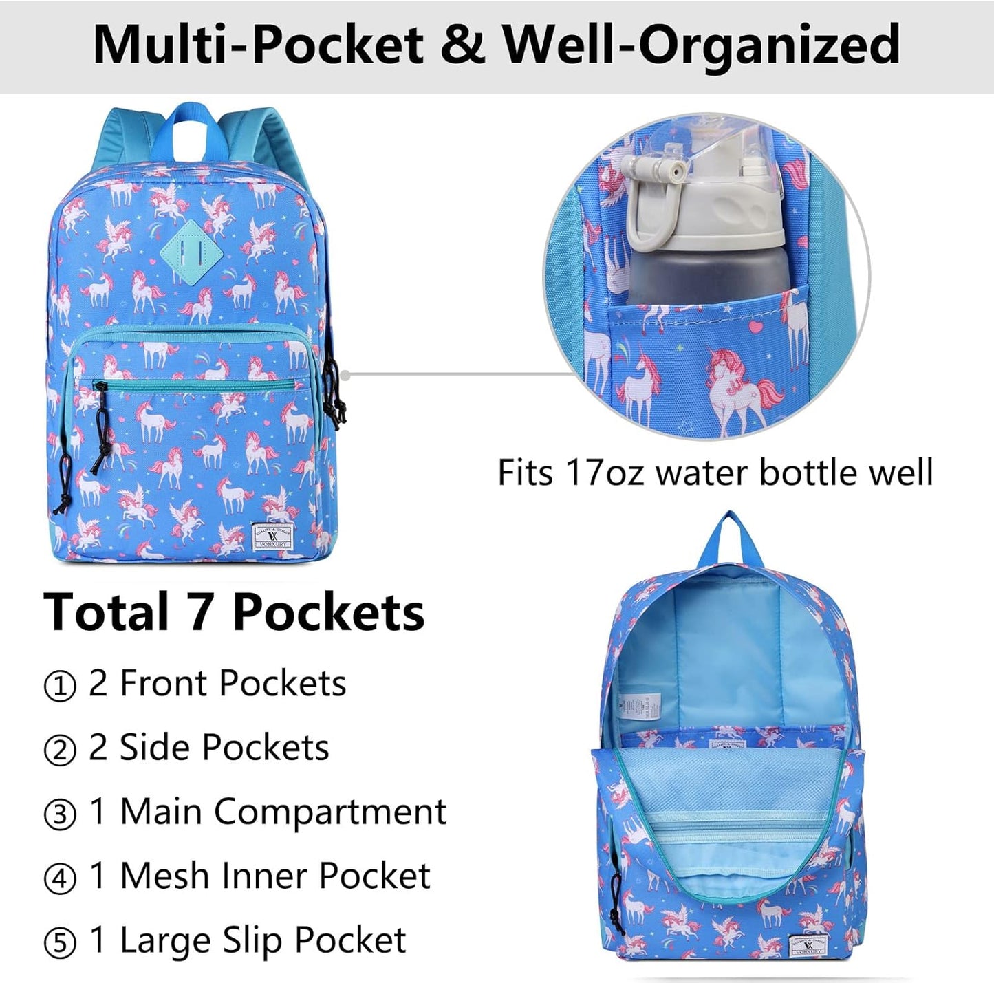School Backpack for Kids,Lightweight Water Resistant Work Travel Backpack for Women Men Teens VONXURY