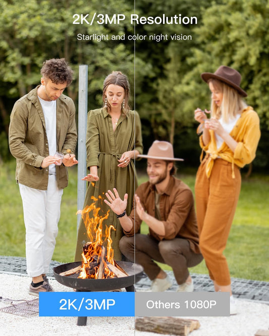 LAXIHUB 2K/3MP Wireless Security Camera Outdoor, Rechargeable Battery Powered, Spotlight/Siren Alarm, IP65 Waterproof, SD/Cloud Storage, 2.4GHz WiFi Only (W2)