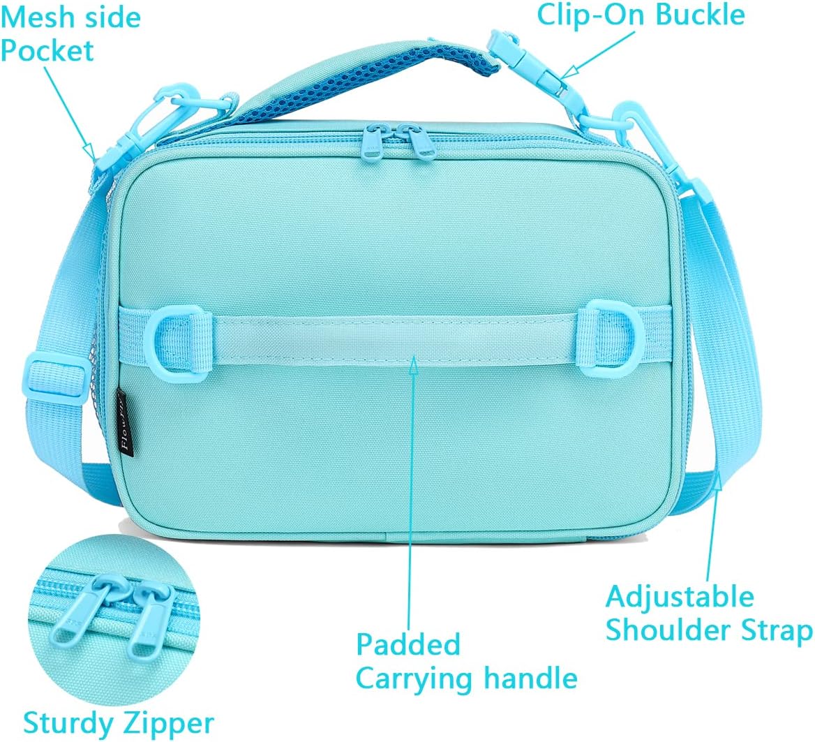 FlowFly Kids Lunch Box Insulated Soft Bag Mini Cooler Back to School Thermal Meal Tote Kit for Girls, Boys, Black