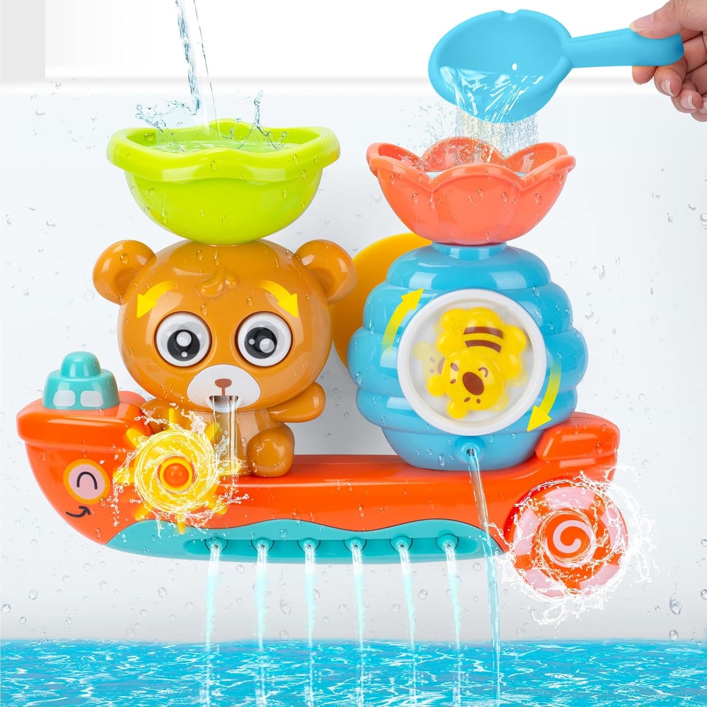 Toddler Bath Toy Water Play Set, Sensory Bathtub Toy with Gears and Waterfall for Babies and Kids Ages 1–3 - PuriLite