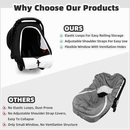 SWESEN Winter Car Seat Covers for Babies, Cozy & Warm Cover, Infant Car Seat Canopy Water Resistant, Universal Cold Weather Shield, Black