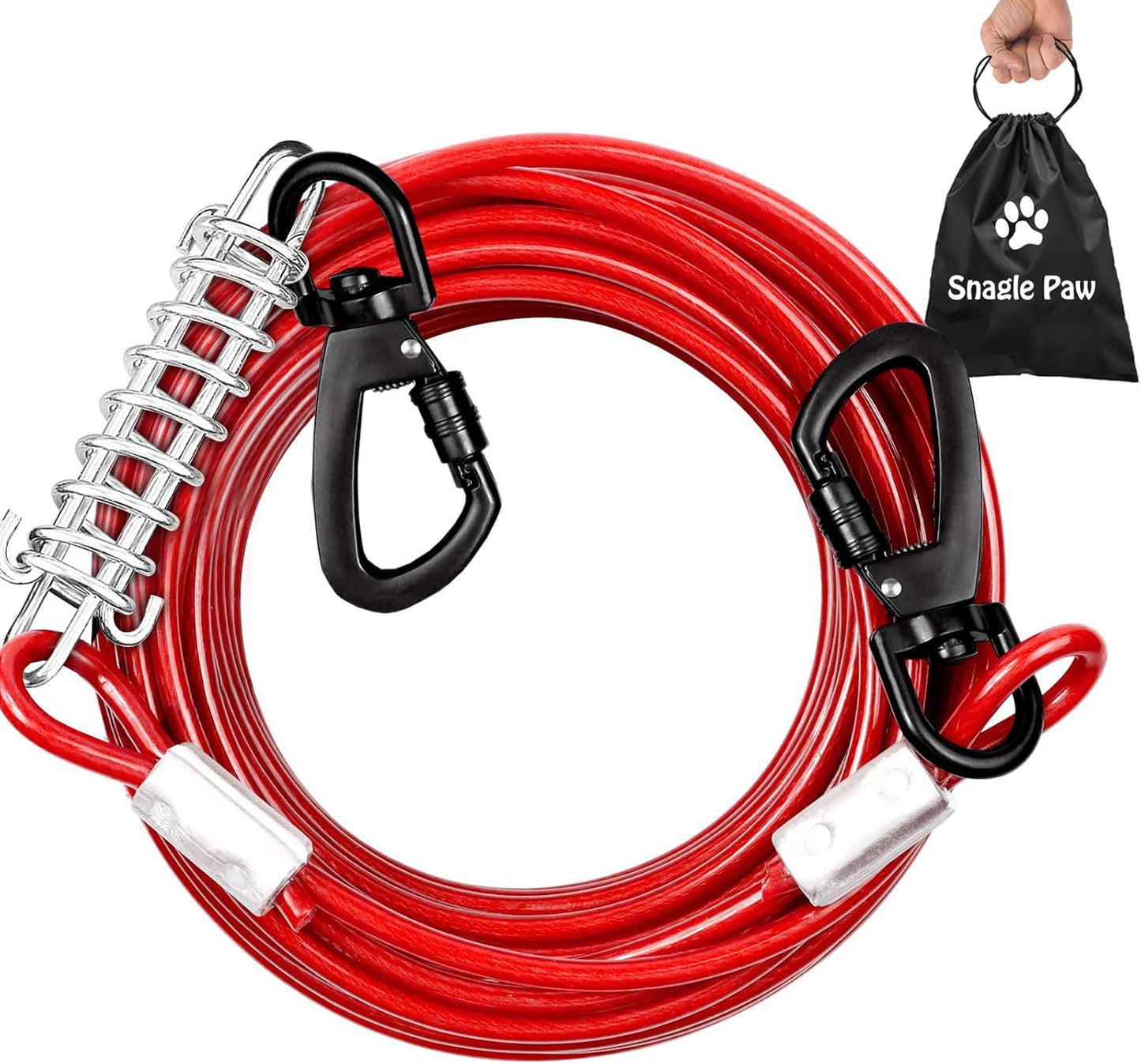 Tie Out Cable for Dogs, 10FT Dog Leads for Yard Chew Proof, Heavy Duty Dog Tie Out Cable for Large Dogs Up to 126lbs, Durable Dog Runner for Yard or Camping