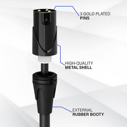 LyxPro 6 Feet XLR Microphone Cable Balanced Male to Female 3 Pin Mic Cord for Powered Speakers Audio Interface Professional Pro Audio Performance and Recording Devices - Blue