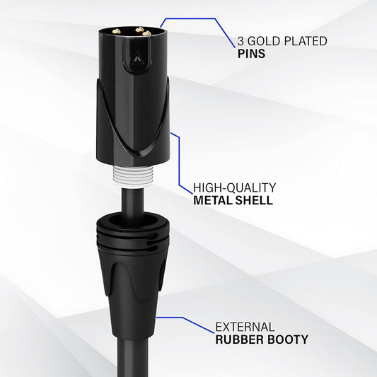 LyxPro 6 Feet XLR Microphone Cable Balanced Male to Female 3 Pin Mic Cord for Powered Speakers Audio Interface Professional Pro Audio Performance and Recording Devices - Blue - PuriLite