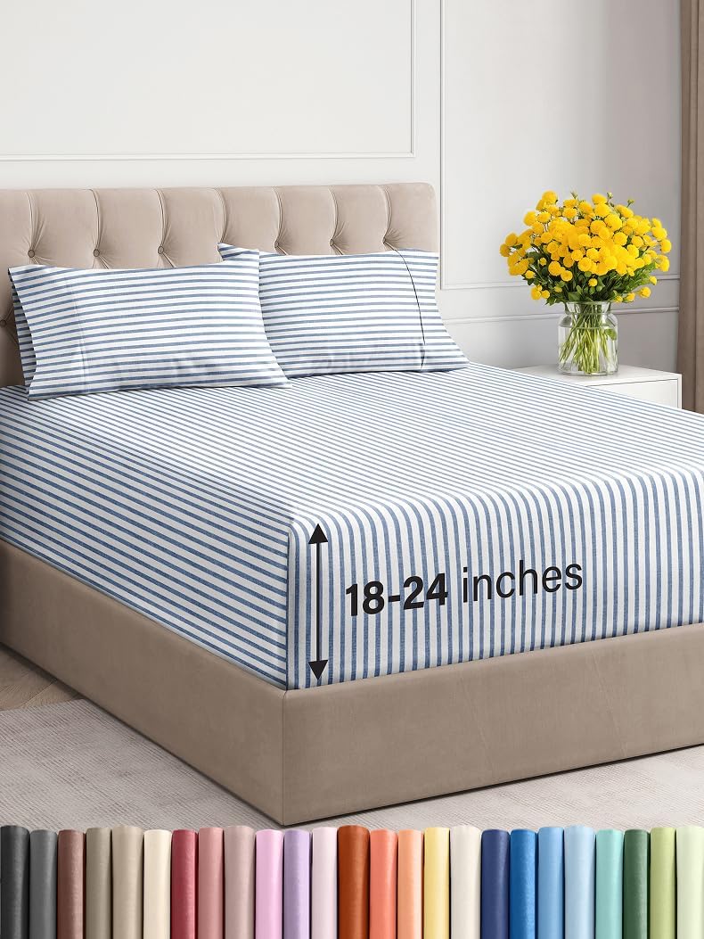 Extra Deep Queen Sheet Set - 6 Piece Breathable & Cooling Sheets - Hotel Luxury Bed Sheets Set - Easy & Secure Fit - Soft, Wrinkle Free & Comfy Sheets Set - White Sheet Set w/Extra Deep Pockets