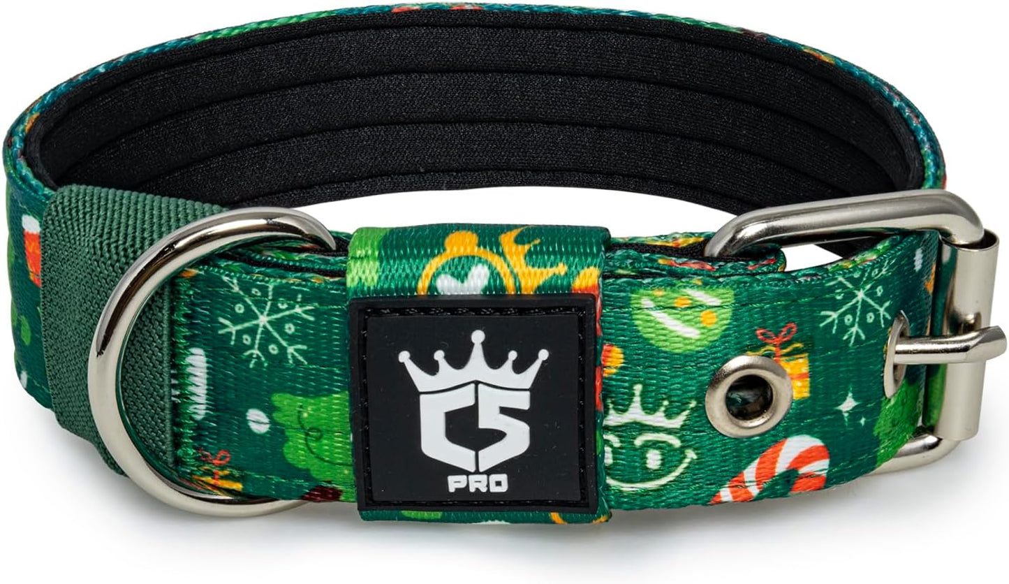 TSPRO Tactical Dog Collar 1.5 inch Wide Dog Collar Military Grade Strong Dog Collar Thick Dog Collar Heavy Duty Metal Buckle Dog Collar(Green-L)