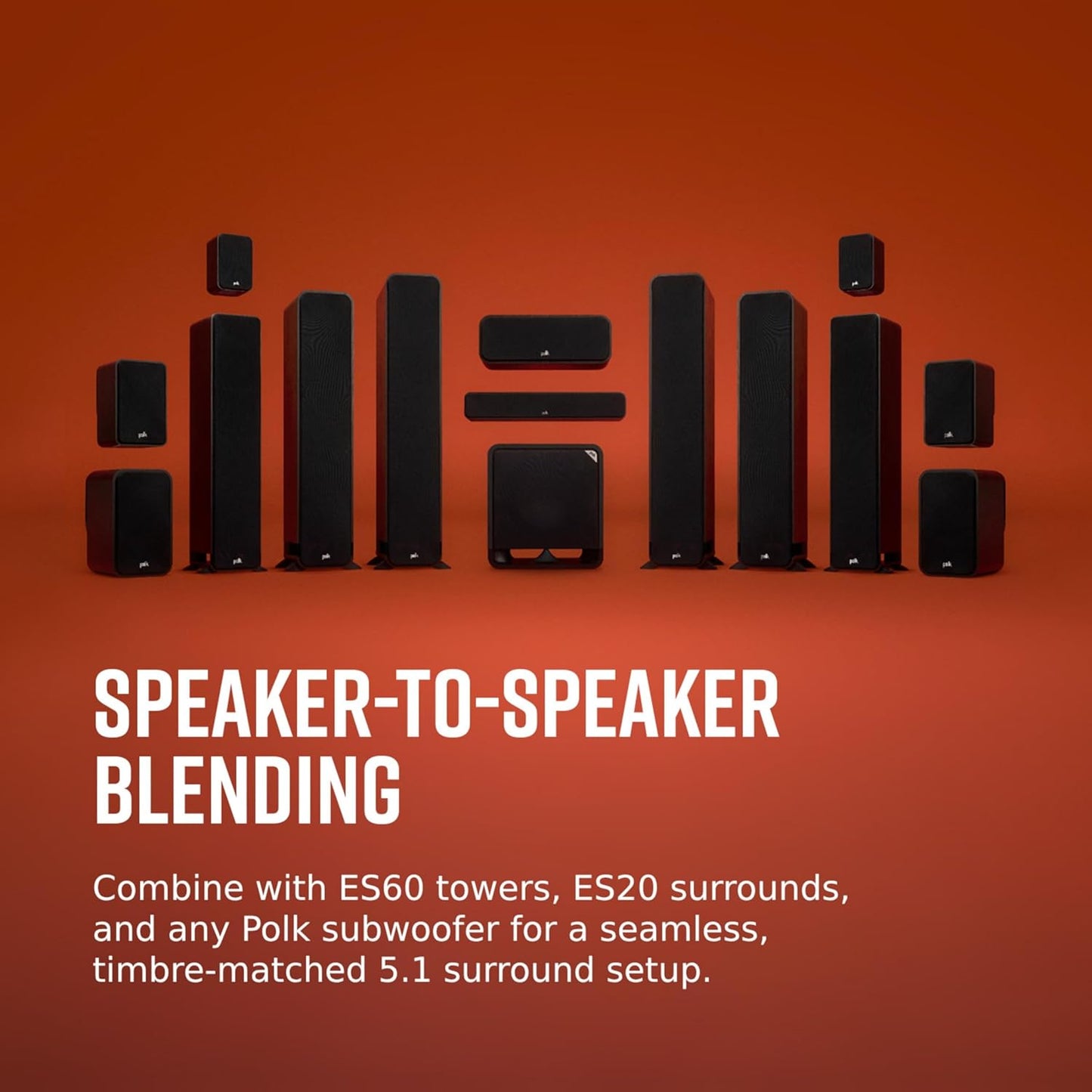 Polk Signature Elite ES35 Slim Center Channel Speaker - Hi-Res Audio Certified, Dolby Atmos & DTS:X Compatible, 1" Tweeter & (6) 3" Woofers, Dual Power Port for Effortless Bass, Stunning Black