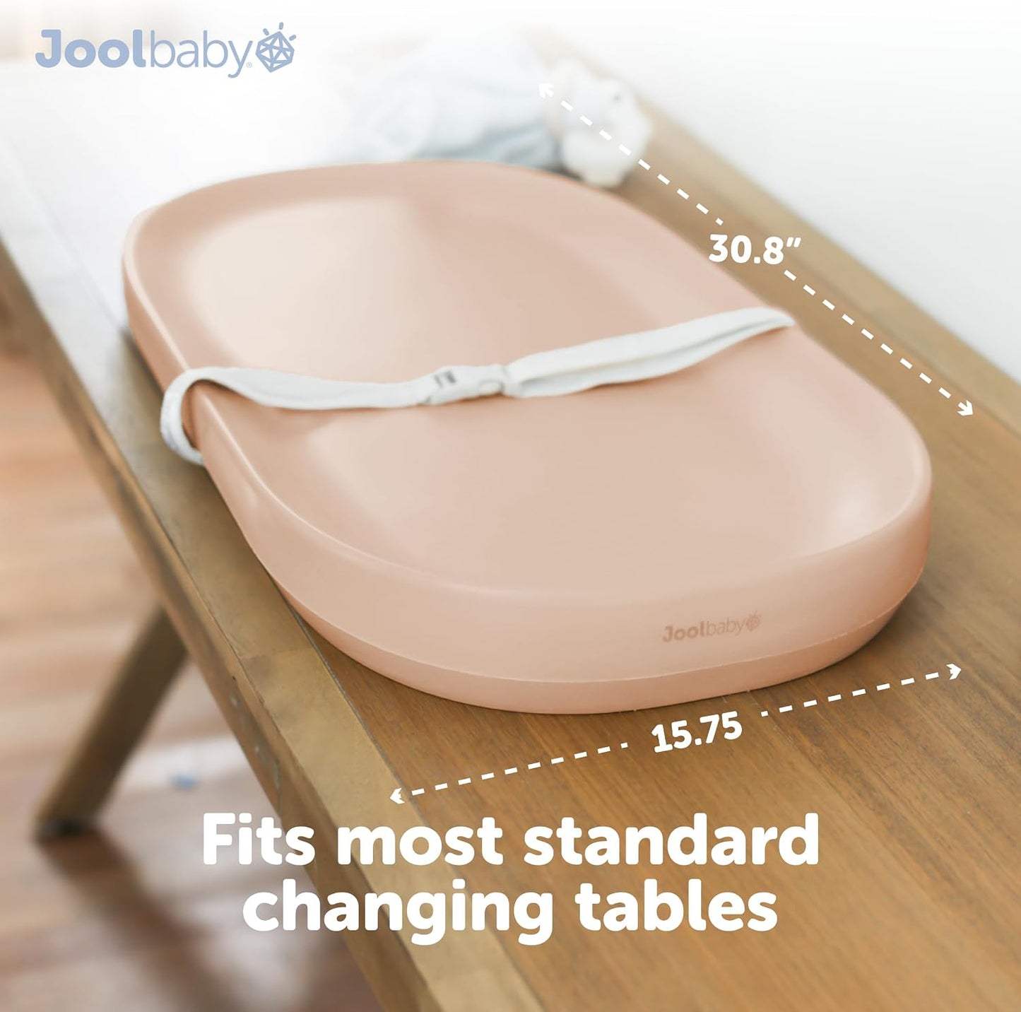 Waterproof Baby Changing Pad - Easy to Clean, Lightweight & Portable - Large Foam Cushion for Comfort - Jool Baby (Peach)