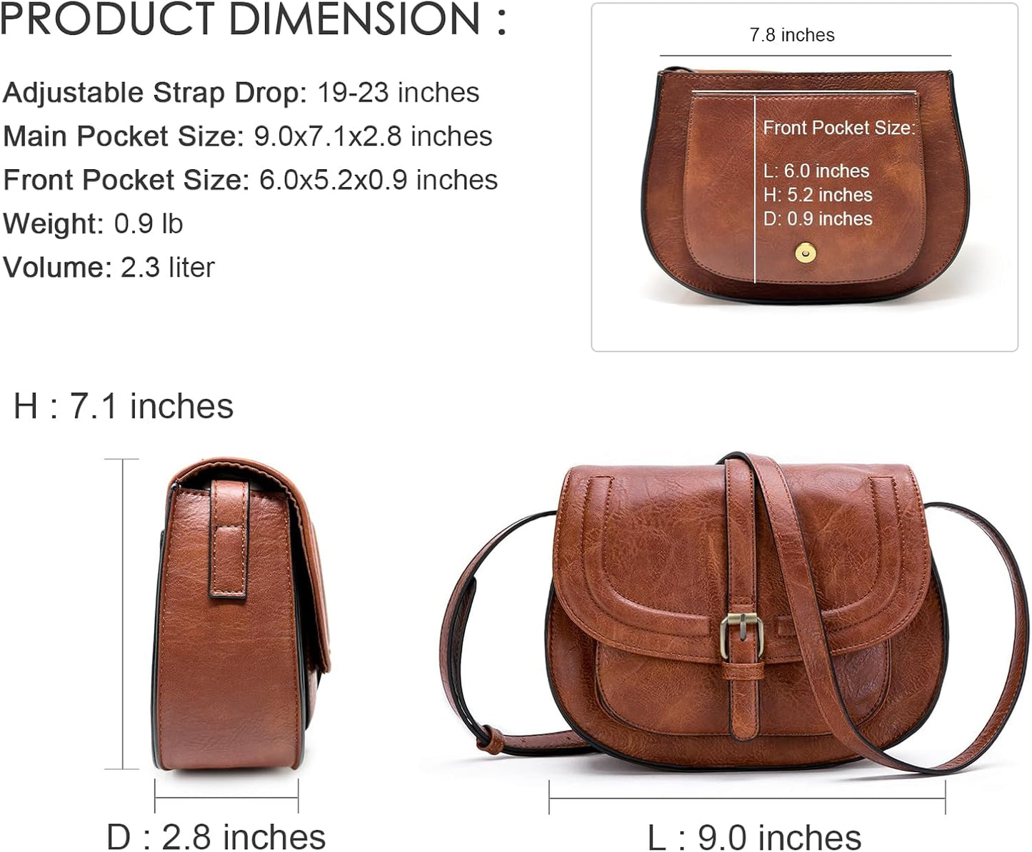 Crossbody Bags for Women Small Over the Shoulder Saddle Purses and Boho Cross body Handbags,Vegan Leather