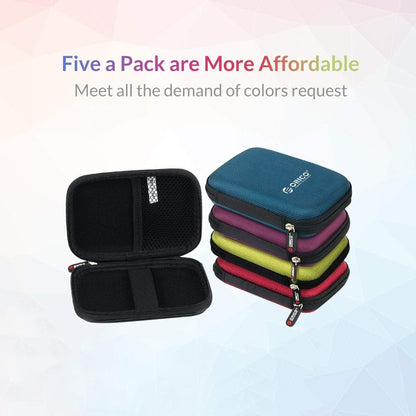 ORICO 5 Pack External Hard Drive Case 2.5 Inch Shockproof Hard Drive Bag Travel Electronics Organizer Carry Case for WD, Toshiba, Seagate, Samsung, Hitachi Hard Drive and Accessories like SD Card, USB Cable, Power Bank, Earphone, Black