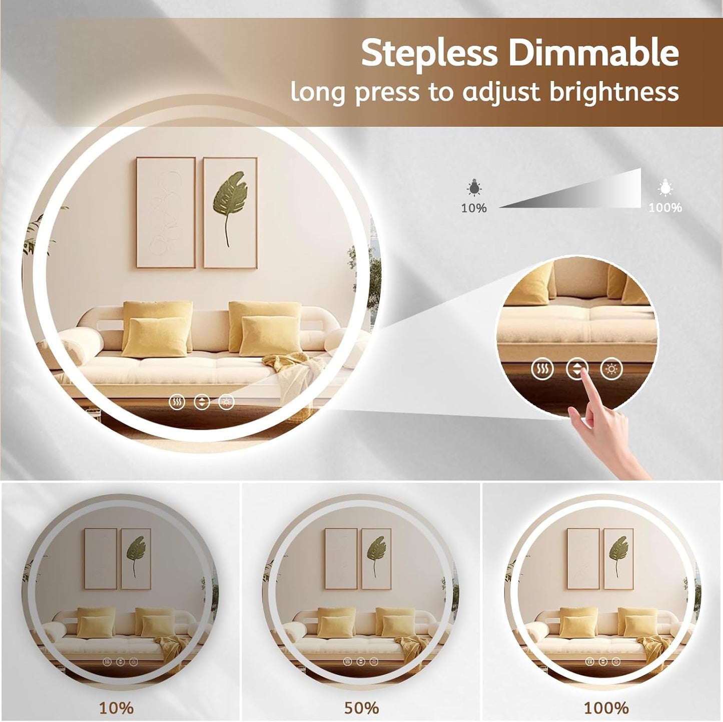 Lmsedf 24" x 32"Rectangle LED Bathroom Mirror with Lights, Backlit & Front Lighted, Wall-Mounted Vanity Mirror 3000K/4000K/6000K, Memory Functions, Anti-Fog, Dimmable Smart Mirror