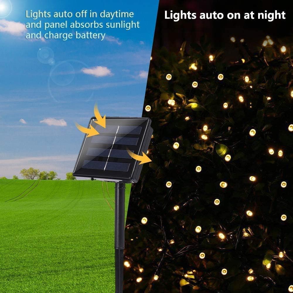 Solar String Lights Outdoor, 2 Pack Total 144 FT 400 LED Solar Fairy Lights with 8 Modes, Waterproof Outdoor String Lights for Patio, Garden, Party, Yard, Christmas, Holiday Decorations (Warm White)