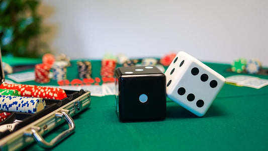 Olivia Martini Jumbo Dice Decor, Set of 2, Natural Wood Decorations with Black and White Colors, Trendy Home Interior Centerpieces for Tables, Mantles, and Shelves
