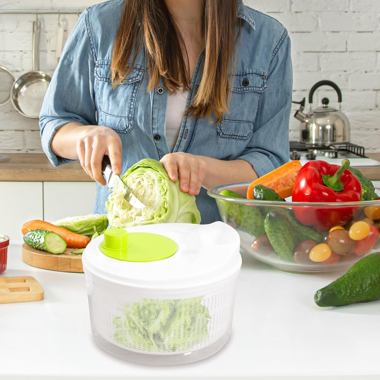 Vegetable Spinner | Fruit Dryer Spinner - Salad Dryer for Washing, Spinner, and Draining Greens, Fruits, and Vegetables