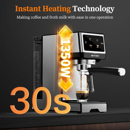 20Bar Espresso Machine with Milk Frother, Cold Brew, Touch Screen | Create Barista-style Espresso, Latte, Cappuccino at Home, Fast Heat, PID Control and Easy Touch Operation, Sliver