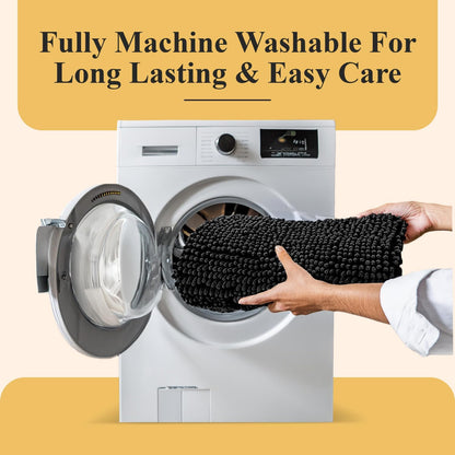 Soft Plush Chenille Bathroom Rug, Absorbent Microfiber Bath Mat, Machine Washable, Non-Slip Grip, Quick-Dry, Thick Shag Carpet Great for Bath, Shower Floor, Bedroom, or Door Mat (Beige, 17x24)