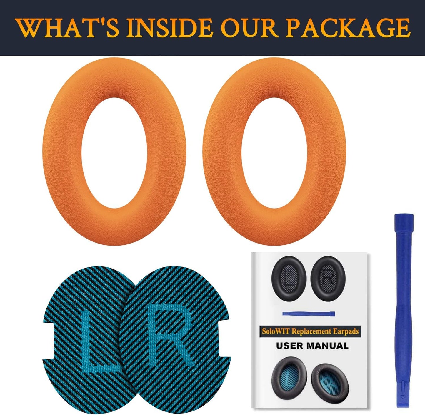 SoloWIT Earpads Cushions for Bose Headphones, Replacement Ear Pads for Bose QuietComfort 15 QC15 QC25 QC2 QC35/Ae2 Ae2i Ae2w/SoundTrue & SoundLink Around-Ear Series - QC25 PL Black&Blue