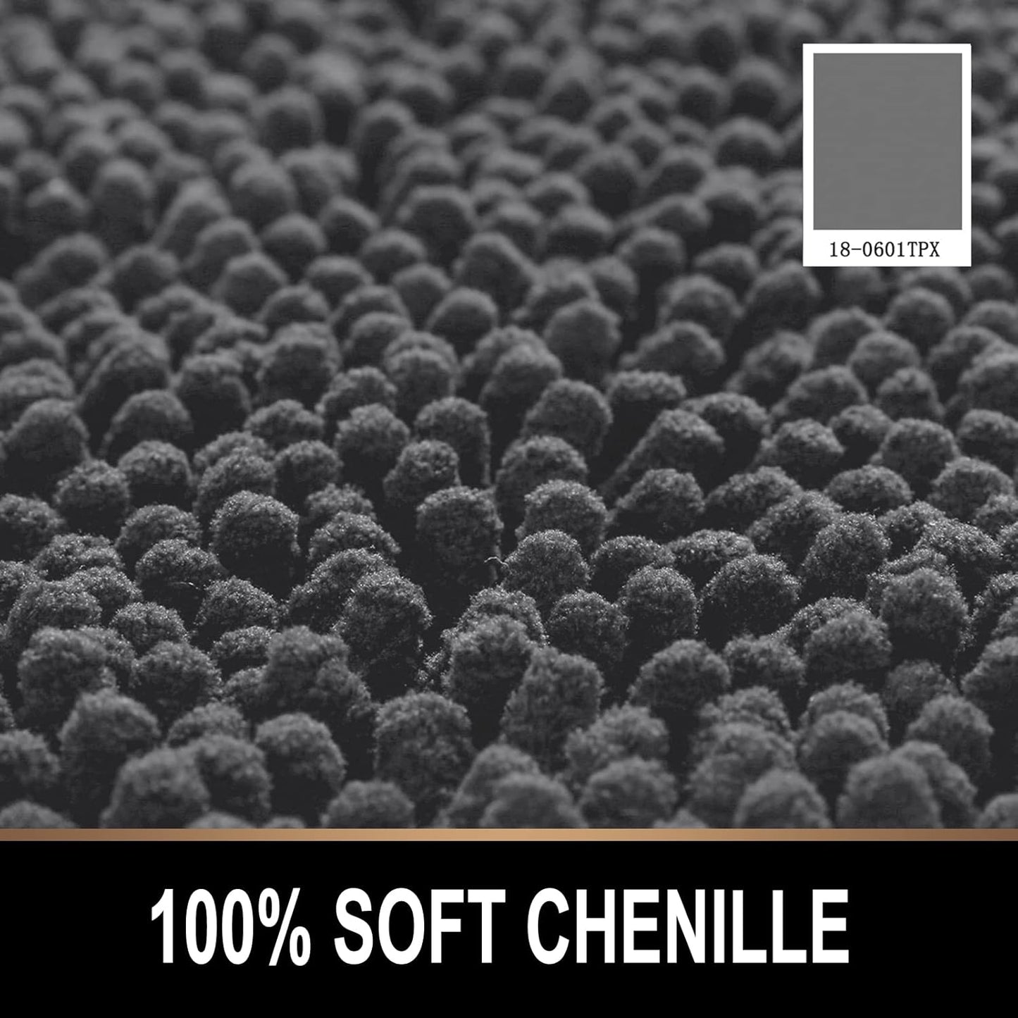 Soft Plush Chenille Bathroom Rug, Absorbent Microfiber Bath Mat, Machine Washable, Non-Slip Grip, Quick-Dry, Thick Shag Carpet Great for Bath, Shower Floor, Bedroom, or Door Mat (Beige, 17x24)